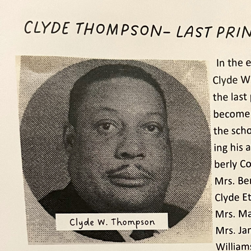 Black and white photo of a man labeled Clyde W. Thompson in a book.