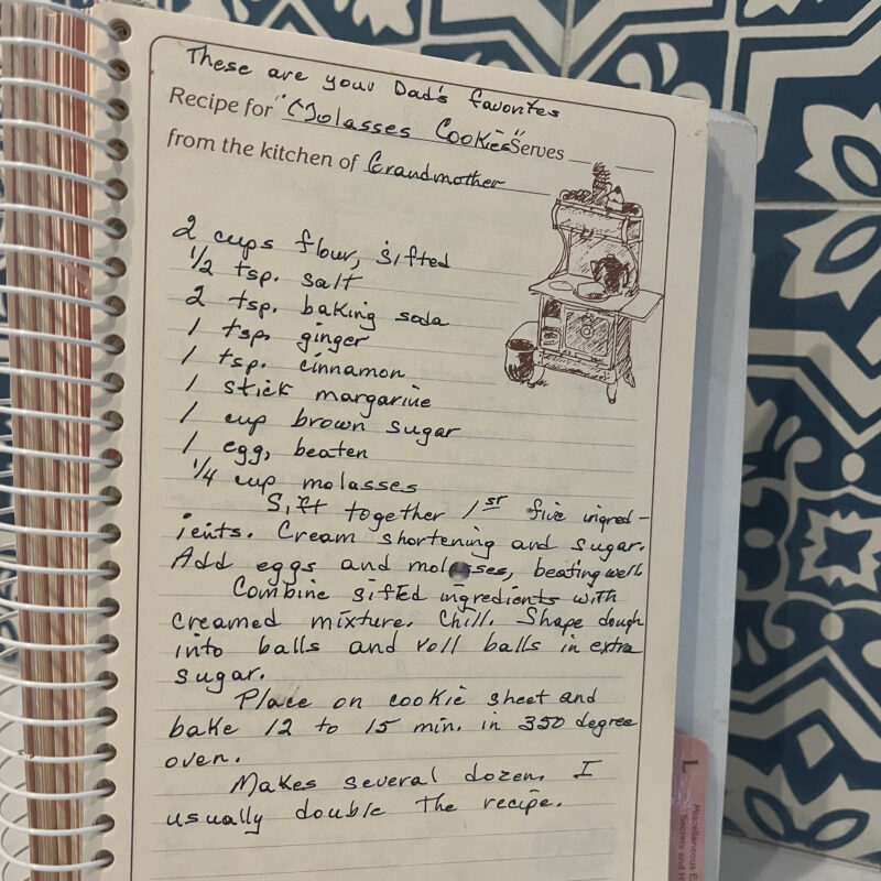 Photo of a handwritten recipe book.